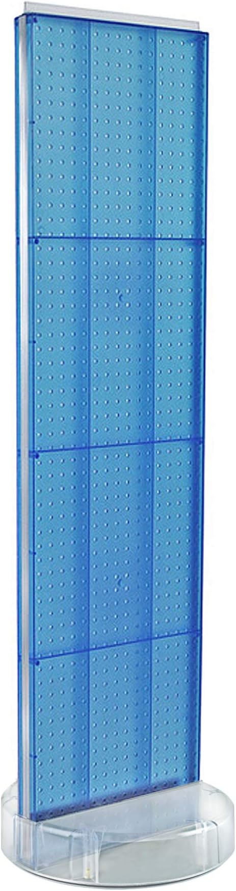 Azar Displays 700780-BLU, TWO-SIDED PEGBOARD FLOOR DISPLAY W/C-CHANNEL SIDES ON REVOLVING ROUND STUDIO BASE. PANEL SIZE: 16"W X 60"H, Blue
