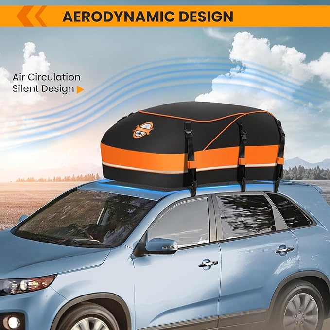 Sailnovo Rooftop Cargo Carrier Waterproof 20 Cubic Feet Car Roof Rack Cargo Carrier Roof Cargo Bag for All Cars with/Without Rack, Includes Anti-Slip Mat, 6 Door Hooks & Waterproof Curtain