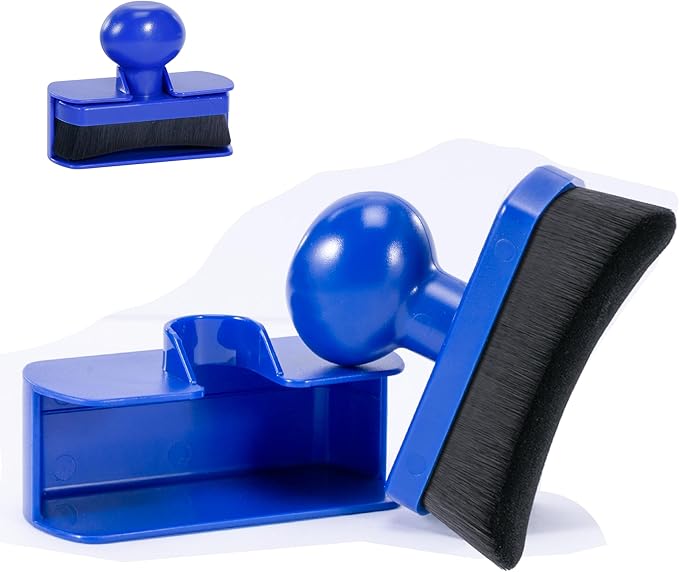 Large Car Tire Shine Applicator,Vegan Tire Shine Applicator with Curved Brush Head- Automotive Tire Dressing Applicator Brush with Storage Stand for Tire Detailing, 3.6 Inch Length (Blue)