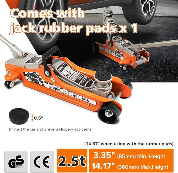 Donext 2.5 Ton Low Profile Racing Floor Jack, Heavy Duty Steel Construction, Lifting Range 3.35"-14.17"