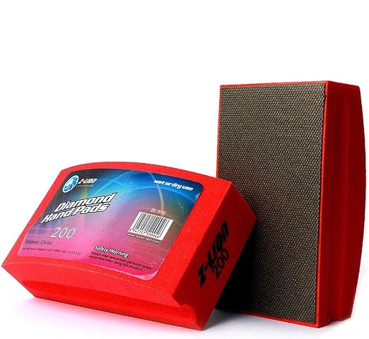 Z-lion Electroplated Diamond Polishing Hand Pads Grit 200 Arc Shape Back for Glass Stone Granite Marble Concrete