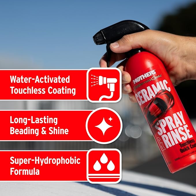 Mothers California Gold Ceramic Spray & Rinse, 16 oz. — Water-Activated Touchless Ceramic Coating, Spray On Hose Off, Super-Hydrophobic, Drying Aid, Booster, SiO2 Protection (05646)