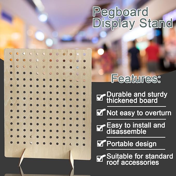 AAiphuwew 2 Pack Wooden Pegboard Display Stand for Jewelry, Craft Shows, Necklaces, Selling, Vendor Events, Tools, Keychain Peg Board Accessories Rack Organizer