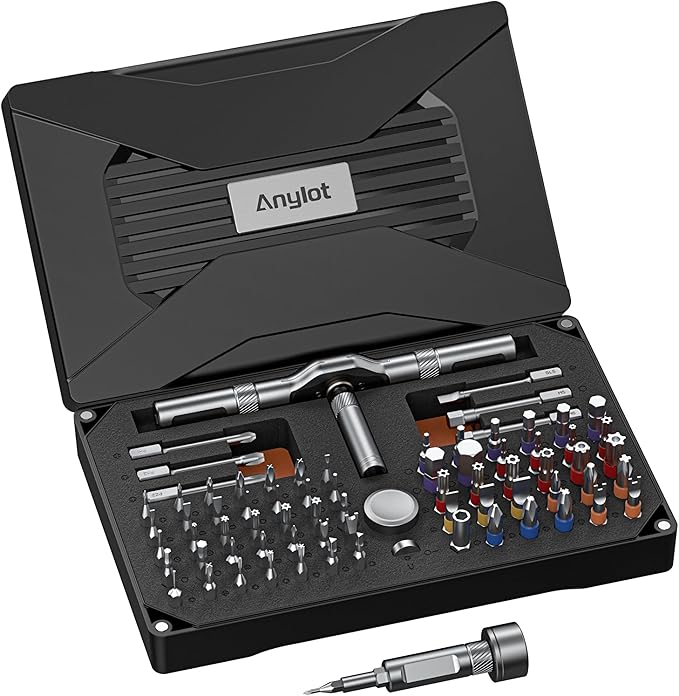 74 in 1 Magnetic Ratchet Screwdriver Set - T Handle Ratchet Screwdriver with S2 Steel Bits, Detachable Design & Storage Case, Precision Repair Tool Kit for Electronics, Furniture, Bicycle, Watch, DIY