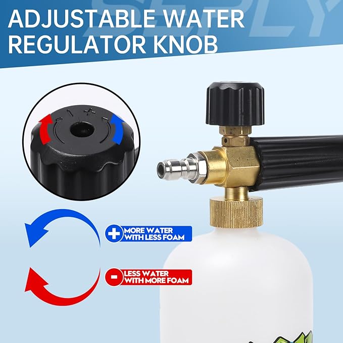 Foam Cannon for Pressure Washer Gun Kit with Dual Connector Accessory, Car Wash Foam Gun with 5 Pressure Washer Nozzle Tips 3/8'' Swivel Quick Connector and M22-14mm and M22-15 mm Fitting