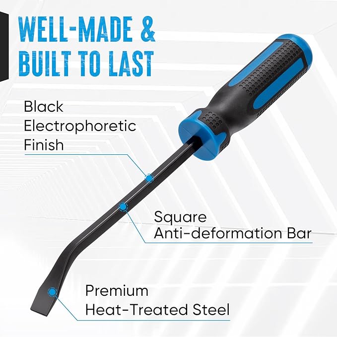 SHALL 4-Piece Pry Bar Set, 8", 12", 18" and 24" Heavy Duty Pry Bar with Thicker Strike Cap, Mechanic Hand Tools with Angled Tip for Prying and Moving Objects