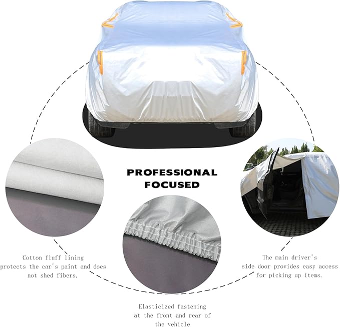 Car Cover Waterproof All Weather,Car Covers for Automobiles with Driver Door Zipper,Outdoor Car Cover Rain,Snow and UV Protection with Waterproof Adhesive Strip, Fit SUV-Length 185" to 190"