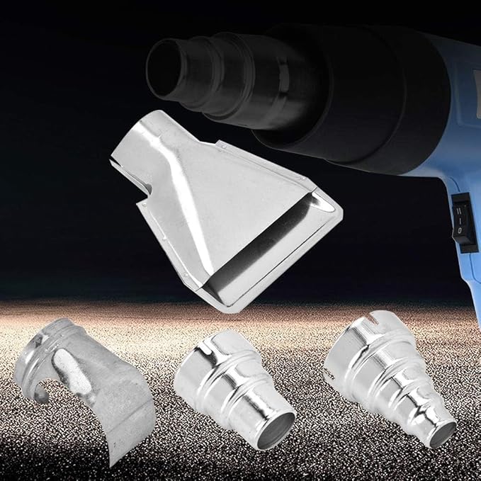4Pcs Cordless Heat Gun Nozzles, Stainless Steel Mini Heat Gun Attachments, Craft Heat Nozzles with 4 Different Shapes for Meeting Different Soldering Needs
