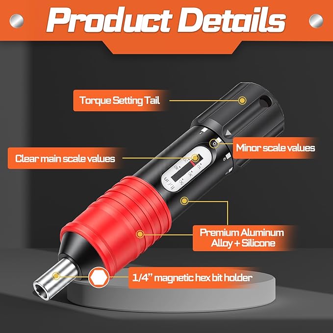 71Pieces Click Torque Screwdriver Set 10-50 lbf.in SAE Hand Torque Screw Driver Tools Kit with 1/4 Inch Universal Socket, Screwdriver Bits, Ratchet Wrench for Tools, Bike Repairing, Mounting