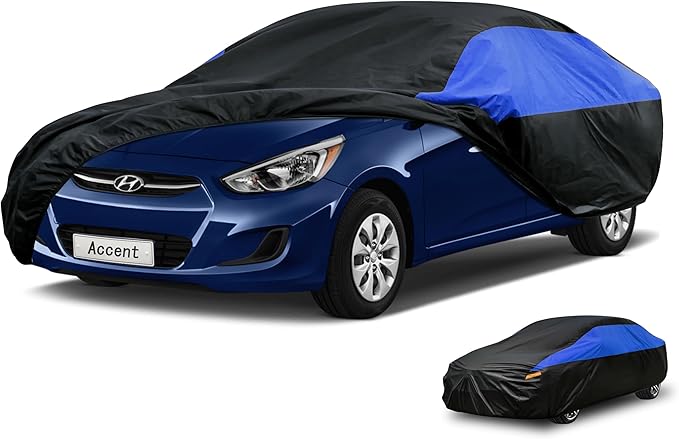 Hyundai Car Cover Custom Fit Hyundai Accent Waterproof All Weather, Lightweight Full Exterior Cover for Automobiles Outdoor Sun UV Rain Dust Snow Wind Protection.