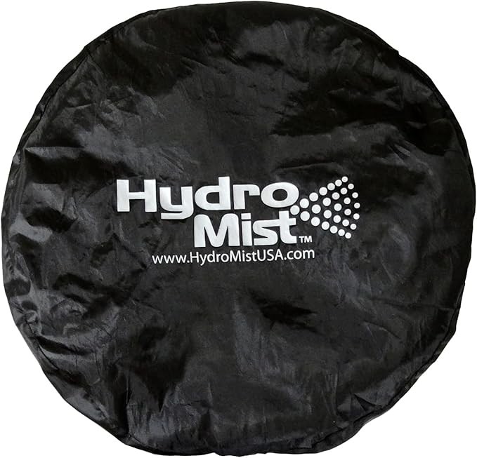 HydroMist Oscillating Wall Mounted Outdoor-Rated Fan, 3-Speed Control on Cord, Alum Fan Blade, Mounting Bracket and Black Cover Included, Residential/Commercial, 24”, Dark Brown