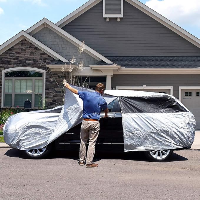 Titan Premium Multi-Layer PEVA Car Cover for Compact SUV 170-187". Waterproof, UV Protection, Anti-Scratch Protective Lining, Driver-Side Zippered Opening. Fits Rav4, Rogue, CR-V and More.