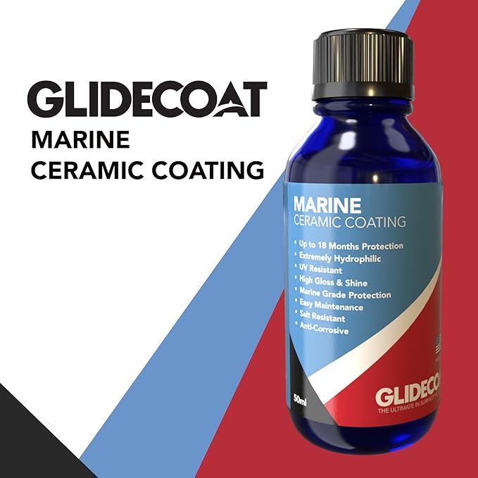 Glidecoat Marine Ceramic Coating - 50ml - UV Protection, Enhanced Gloss, Super Hydrophobic Surface Repels Dirt, Salt, Water and more - DIY Friendly Ceramic Coating for Boats - Boat Wax Alternative