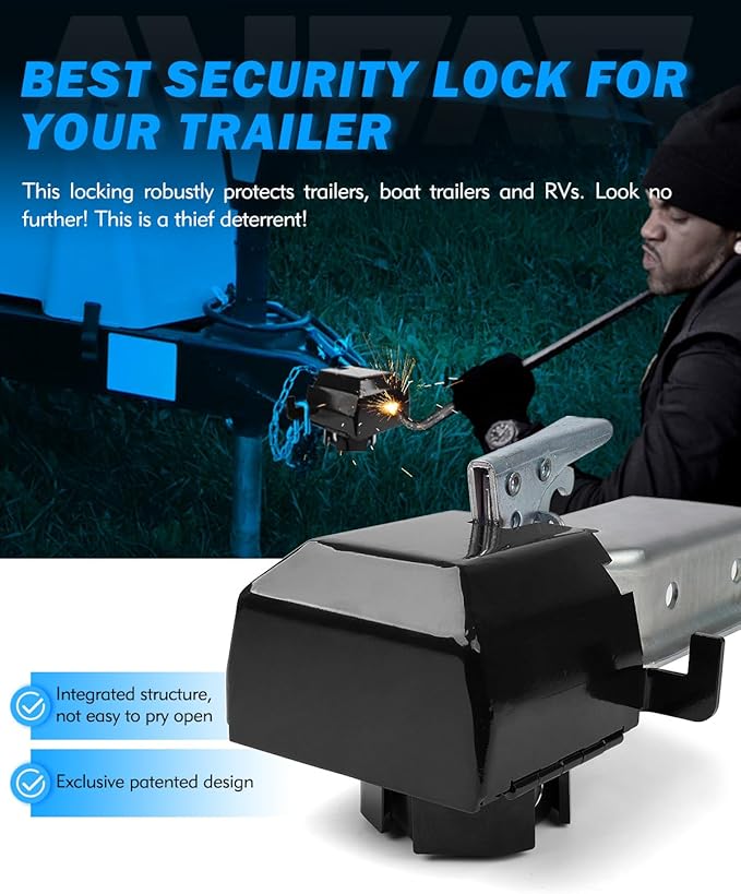 Anti-Theft Trailer Hitch Lock, Heavy-Duty Steel Trailer Lock