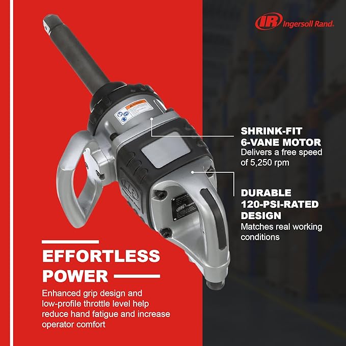 Ingersoll Rand 285B-6 1-Inch Cordless Pneumatic Impact Wrench with 6-Inch Extended Anvil and 2 Handles