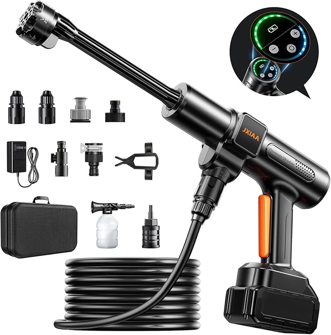 Cordless Pressure Washer, 1880 Max PSI 3.0 GPM Battery Powered Power Washer with Multi-Level Adjustment, 6-in-1 Nozzle & Foam Cannon, Portable Power Cleaner Kit with 32ft Hose for Car & Home