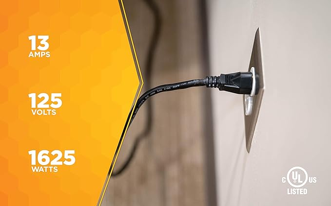 Woods Light Duty Extension Cord - Indoor Power Solution for Office & Household Use - SJTW Extension Cord - 16 Gauge - 3 Conductor - 25 Feet - Black