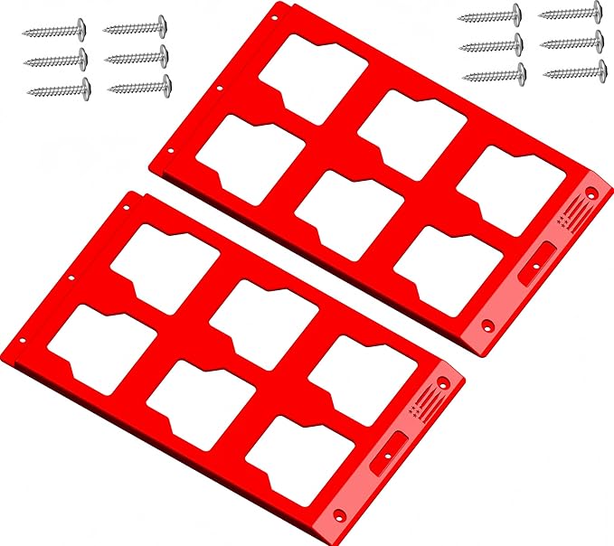 VELCKING for Milwaukee Packout Mounting Plate, Metal Storage Base, Wall and Floor Compatible Toolbox Mount (RED, 2-Half Plate)