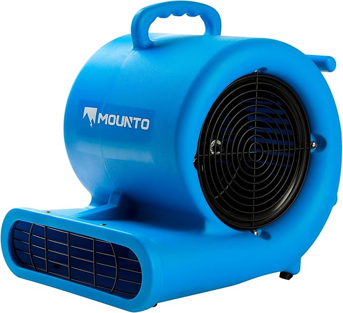 Mounto 1/3hp Air Mover 2000cfm Carpet Dryer Blower Floor Drying Fan - 3-Speed Air Mover w/Dual GFCI Outlet, 25ft Power Cord for Drying, Cooling, Air Circulation