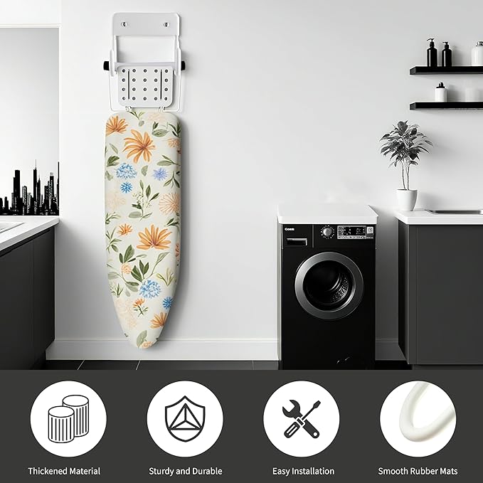 COKUMA Ironing Board Holder, Sturdy and Space-Saving Ironing Board Hanger Wall Mount Suit for Most Iron Board and Step Ladder in Laundry Room, Garage and Storage Room