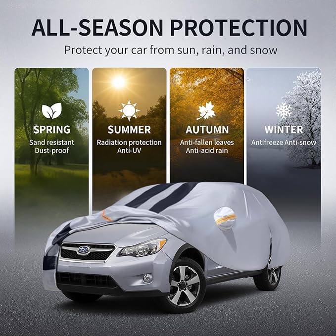 Multi-Layer Car Cover Custom Fit for Subaru Outback(1994-2026), 100% Waterproof All Weather for Automobiles, Gift with Towel, Heavy Duty Car Covers for Rain Sun UV Protection with Door Zipper