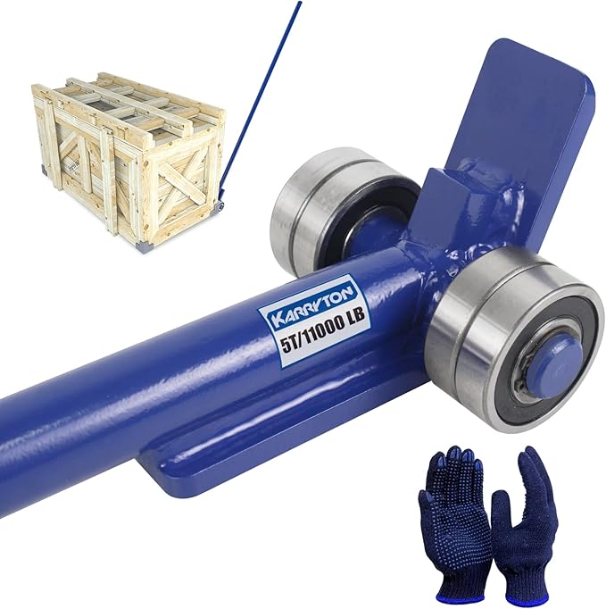 Pry Lever Bar 5T/11000LBS Load Capacity, 4.5FT Length Steel Handle Prylever Bar with Wheels for Heavy Duty Equipment Handling,Great Hand Tool with Four Industrial Bearings