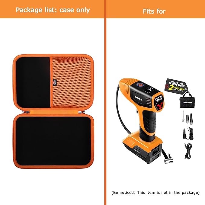 FBLFOBELI Hard Storage Carrying Case for Bullseye Pro/for KeenPower Digital Tire Inflator, Case Only (Orange)
