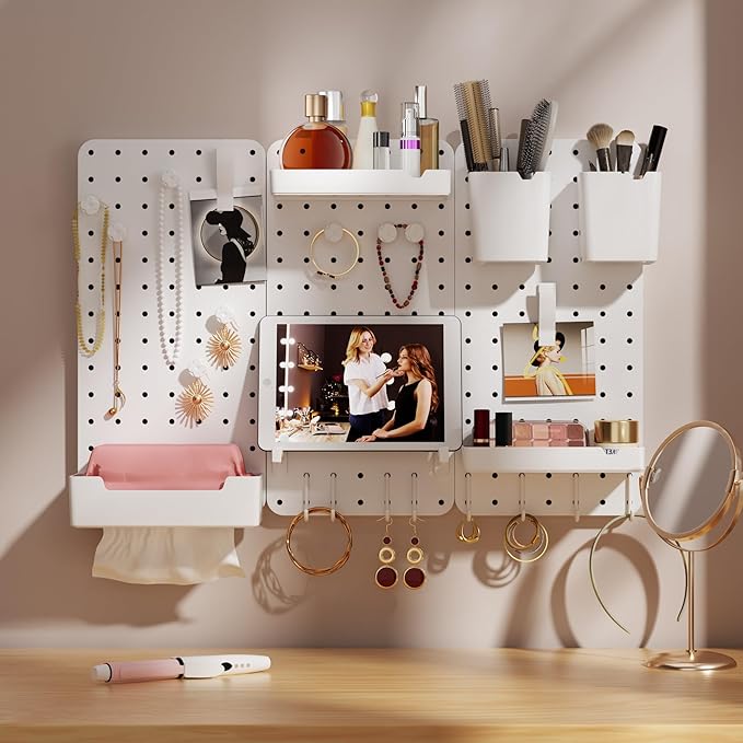 Pegboard Combination Kit - Pegboards and Accessories Modular Hanging for Wall Organizer, Crafts Organization, Ornaments Display, Nursery Storage, Peg Board (3)