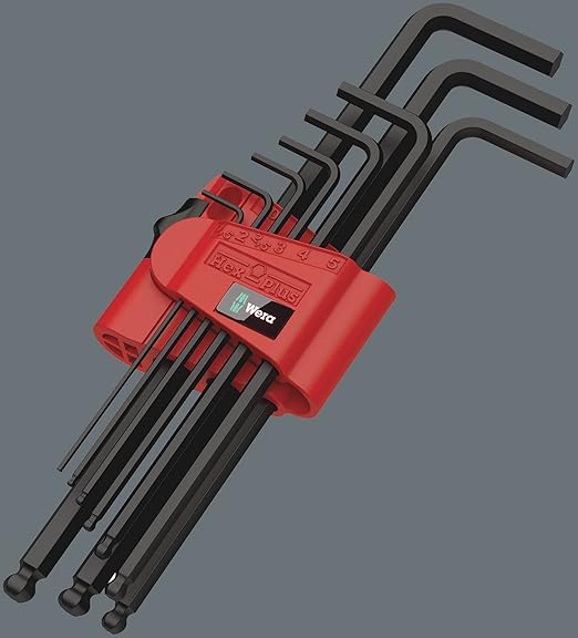 Wera - 5073596001 Hexagon 950 PKL/9 BM SB L-Key Set, BlackLaser, Ballpoint Hex Key, 9 Piece