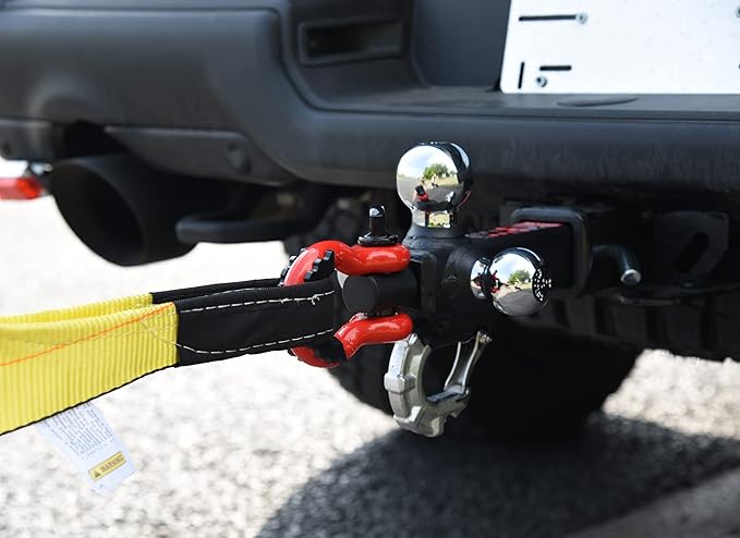 TOPTOW Trailer Hitch Tri-Ball Hitch Mount with Chrome 1-7/8-in, 2-in, 2-5/16-in Tow Balls, 3/4-in Tow Shackle and Tow Hook, Fit for 2 inch Trailer Hitch Receiver