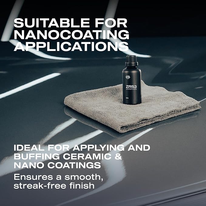 Nasiol Wipe&Buff Microfiber Cleaning and Ceramic Coating Buff Cloth – Professional, Highly Absorbent, Lint & Streak-Free, Edgeless Double-Sided Towel – Pack of 10, Light Gray (13.79 x 15.75 in)