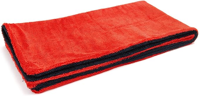 Autofiber Dreadnought Max Triple Layer Microfiber Car Drying Towel, Twist Pile and 1400GSM - Pack of 1, Red/Black (20 inch x 40 inch)