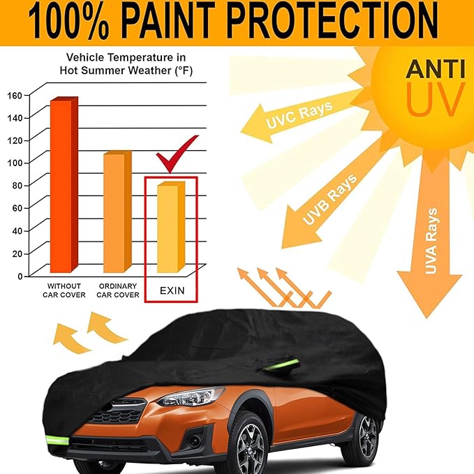YIXIN Waterproof Car Cover for 2013-2026 Subaru Crosstrek/XV Car Cover Custom Fit 100% Waterproof Windproof Strap & Single Door Zipper Bands for Snow Rain Dust Hail Protection (Subaru Crosstrek)