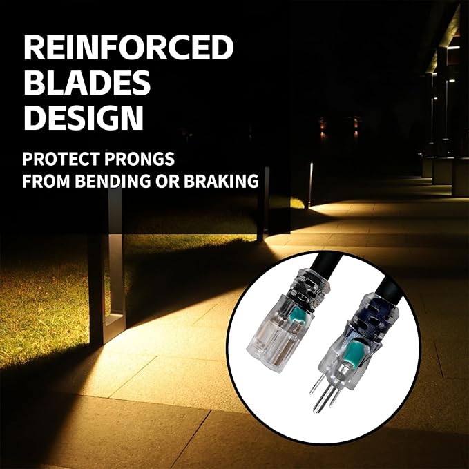 Indoor Outdoor Extension Cord Weatherproof with Lighted End, UL Certified, 16 Gauge 10FT Black 3 Prong Heavy Duty, 16/3 SJTW 13A Power Cord for Outdoor Lights, Lawn