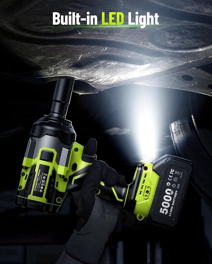 Robustrue Cordless Impact Wrench,1475Ft-lbs (2000N.m) 1/2 High Torque Brushless Impact Gun, 18V Power Impact Driver, 2 * 5000mAh Battery,5 Sockets, Brushless Variable Speeds for Car/Truck RV/Mower