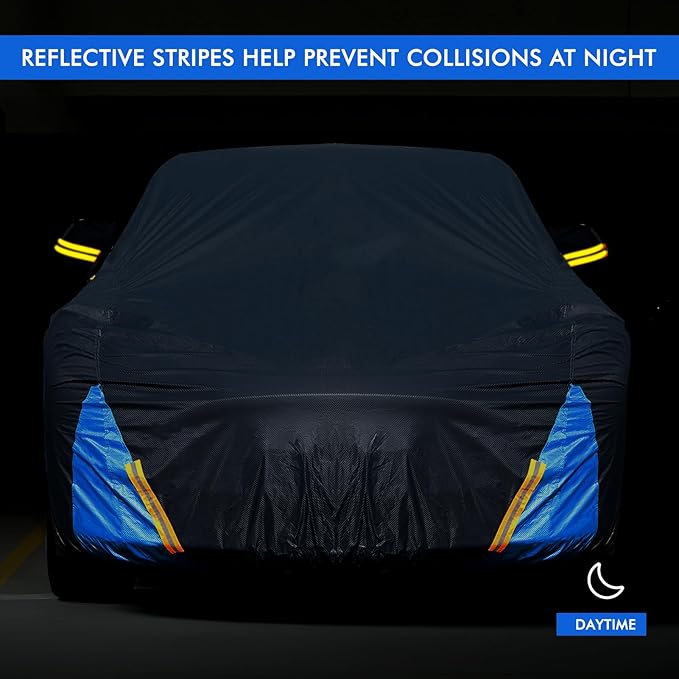 Car Cover Waterproof All Weather, 6 Layers Outdoor Full Exterior Cover Rain Sun UV Snowproof Protection with Zipper Cotton, Mirror Pocket for Chrysler Voyager