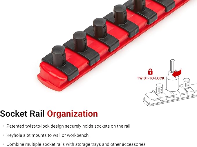 TEKTON 3/8 Inch Drive Hex Bit Socket Set with Rail, 11-Piece (3-10 mm) | SHB91107
