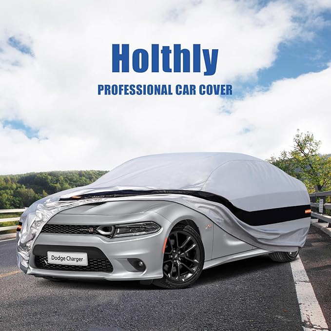 10 Layers Car Cover Custom Fit for Dodge Charger (2006-2024) Waterproof All Weather for Automobiles, Outdoor Full Cover Rain Sun UV Protection.Silver