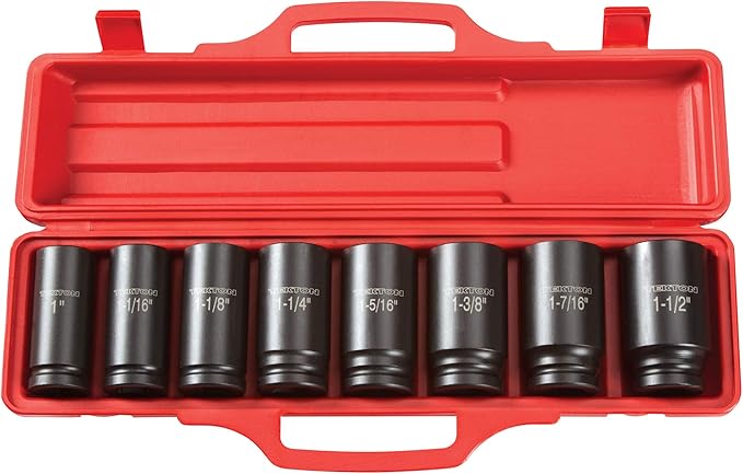 TEKTON 3/4 Inch Drive Deep 6-Point Impact Socket Set with Case, 8-Piece (1-1-1/2 in.) | 4891