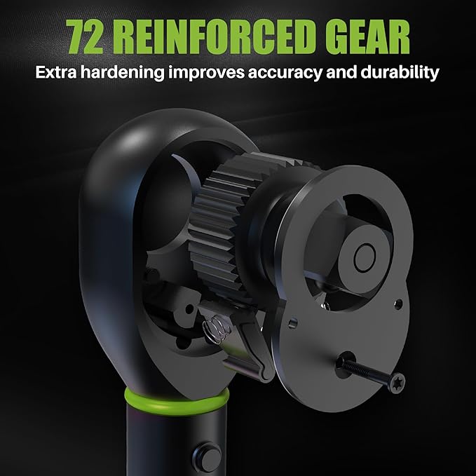 3/8-Inch Drive Click Torque Wrench - 10-120 Ft-Lb/13.6-162.6Nm, Adjustable Dual-Direction Torque Wrench with 3% Precision, 72 Tooth Head, Dual Range for Bike, Motorcycle and Car Repair