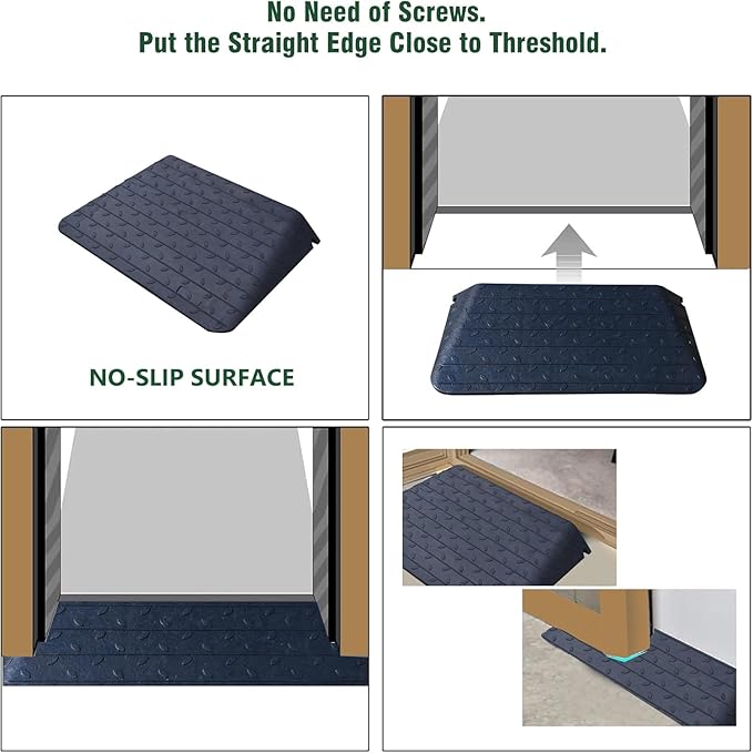 3.5" Rubber Threshold Ramp Wheelchair Ramp 5500 lbs Load Capacity Curb Ramps Anti-Slip Surface for Doorway Driveway Indoor Outdoor Use with 1 Channel Weighs 46.2lbs