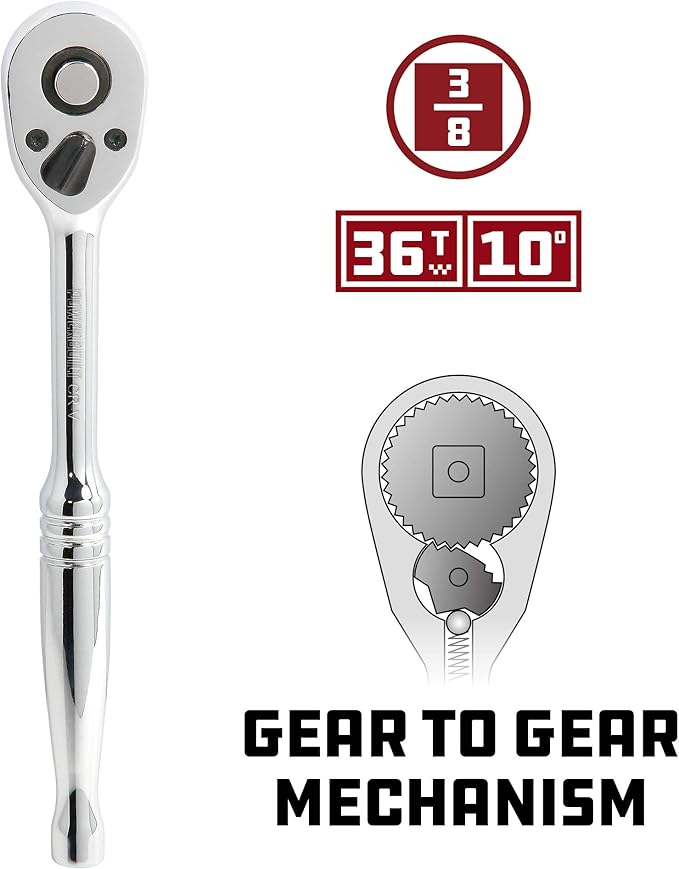 Powerbuilt 3/8" Drive 36 Tooth Quick Release Gear To Gear Ratchet - 641520