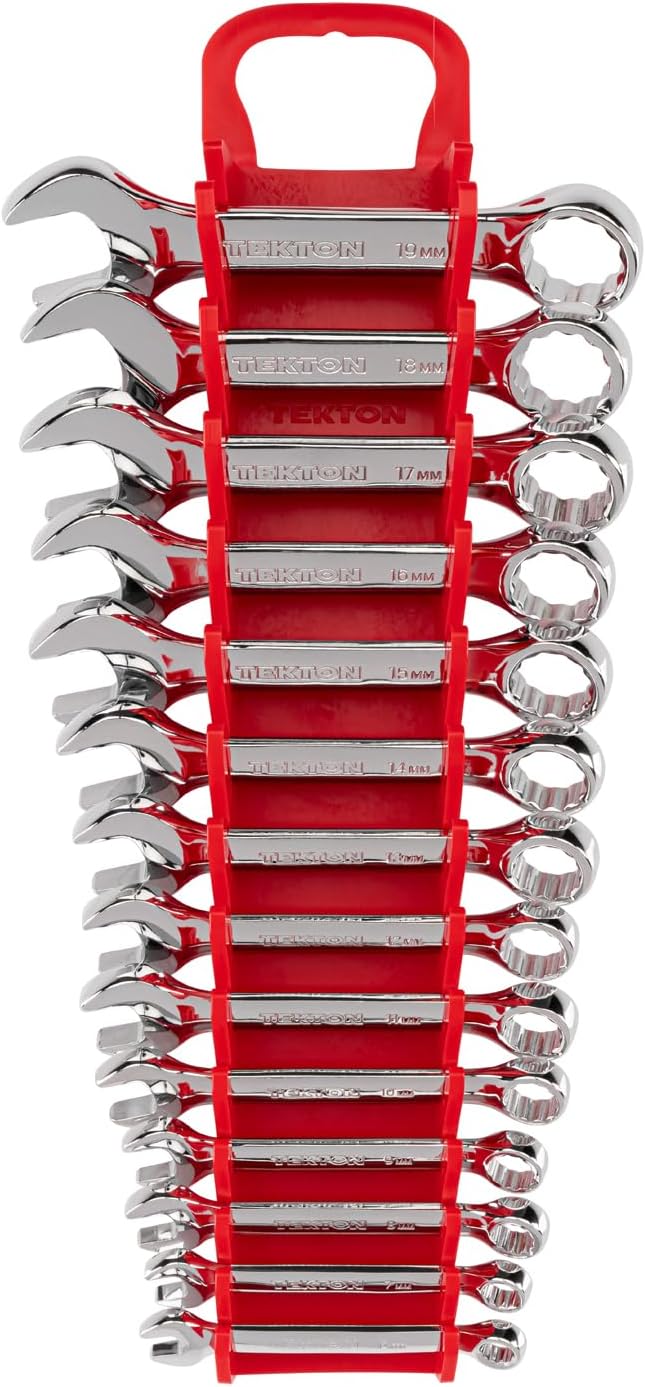 TEKTON Stubby Combination Wrench Set with Holder, 14-Piece (6-19 mm) | WCB92402