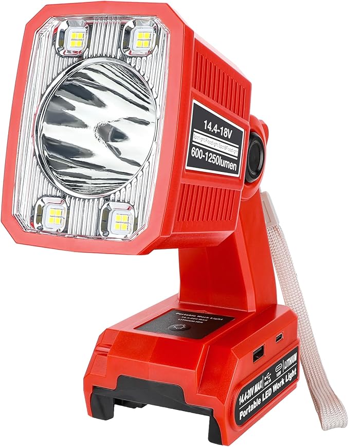 Taingwei 18V LED Flashlight for Milwaukee M18 18v Battery, 18W LED Work Light,LED Battery Light, Flood Light for Camping, Car Repairing, Emergency and Job Site Lighting（Batteries Not Included）