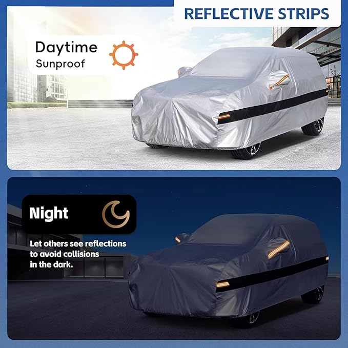 10 Layers SUV Car Cover Custom Fit for BMW X5 (2007-2024) Waterproof All Weather for Automobiles, Outdoor Full Cover Rain Sun UV Protection.Silver