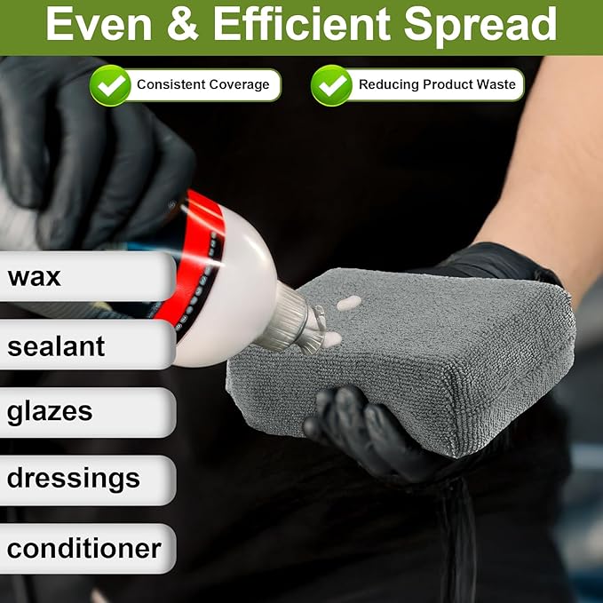 16 PCS Microfiber Applicator Pad, 4.7"x3.1" Scratch-Free Foam Buffing Scrub Pads, Car Wash Sponges for Effortless Detail Polishing, Waxing, Tire Shining, Interior Cleaning, Scrubbing (Grey)