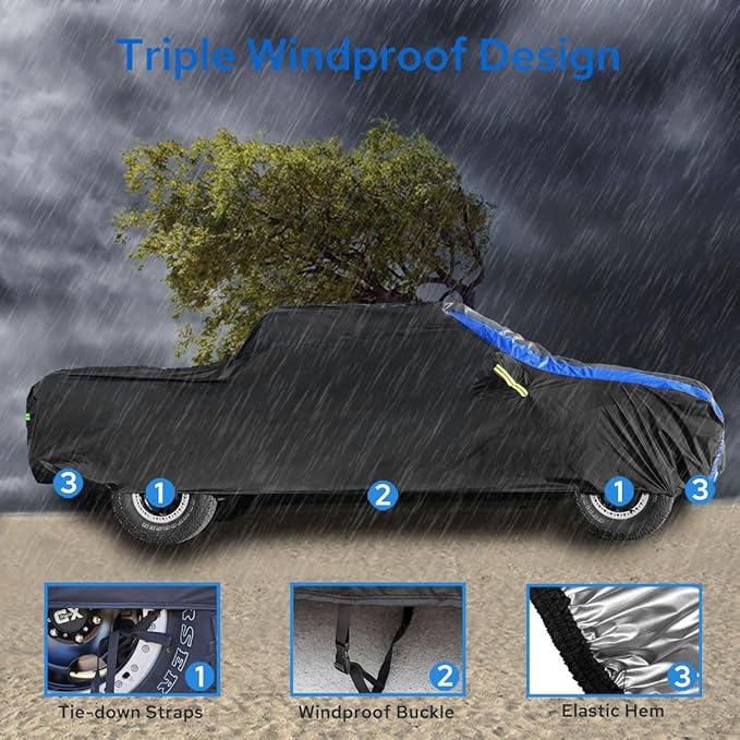 Avecrew All Weather Truck Cover - Waterproof, Rain, Snow, UV & Dust Protection (242"-250")