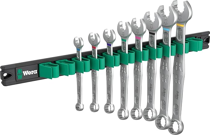 WERA - 05020235001-9642 Magnetic Rail 6003 Joker Imperial 1 Ring Spanner Set, 8 Pieces