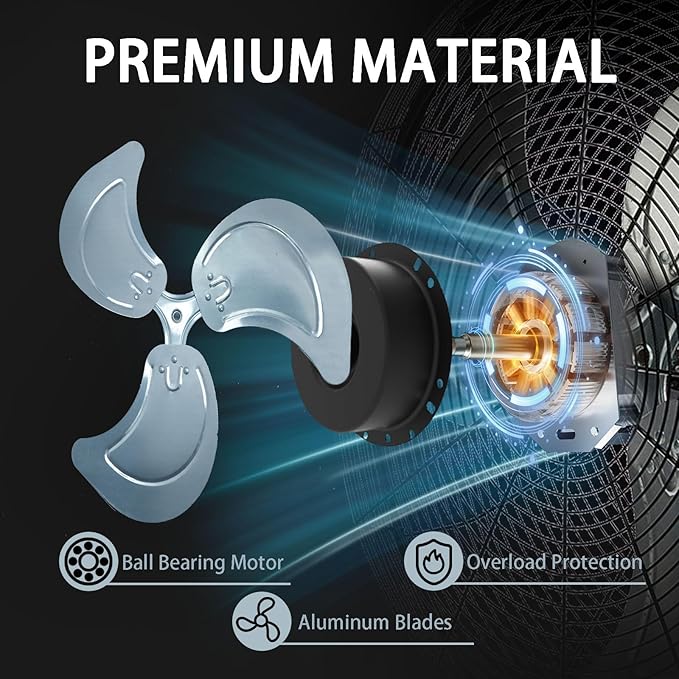 AZOUTDOOR 2 Pack 20 Inch Wall Mount Fans, Oscillating Fan with 3 Speed Settings, High Velocity Fans with Adjustable Tilt for Commercial, Industrial, Warehouse, Workshop, Garage