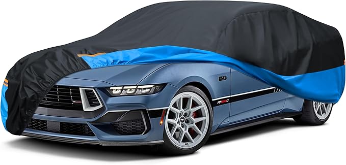 Car Cover Waterproof All Weather Outdoor Windproof Dustproof UV Protection Fit Coupe Ford Mustang 1994-2024, Chevrolet Corvette, Audi R8 etc.
